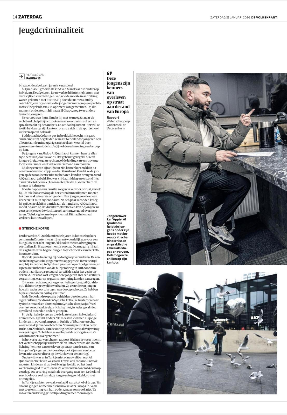 Pagina 14 van de Volkskrant-reportage met BuddyCoach Abdou